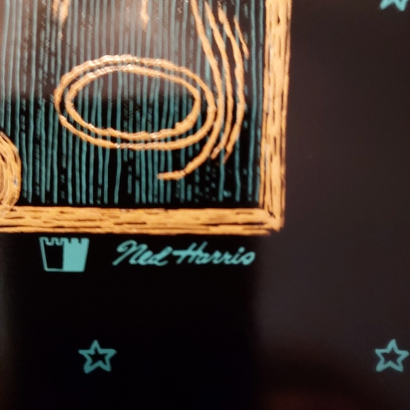 VTG 20" x 13" Black Metal Serving Tray w/ Artist Ned Harris's Paul Revere's Ride - Picture 3 of 7